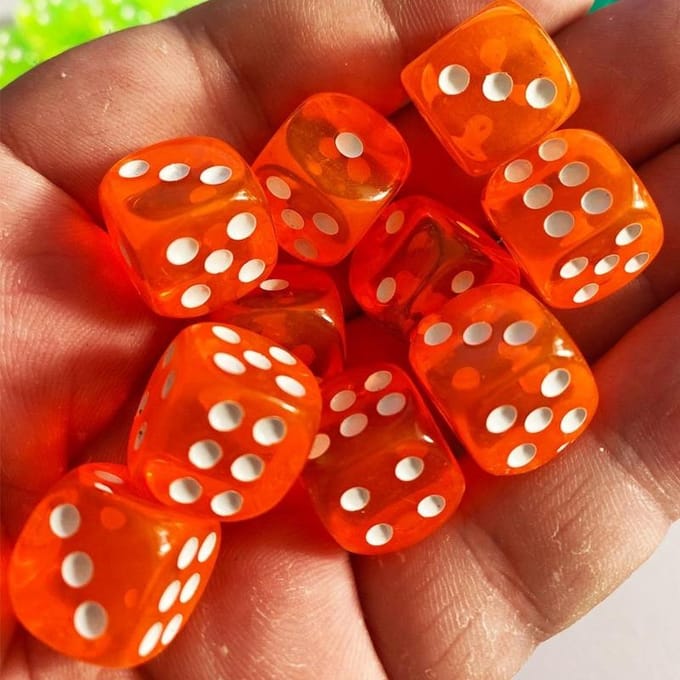 10 STUKS Hoge Kwaliteit Acryl Gekleurde Dobbelstenen 6 Zijden Ronde Hoek Digitale Dobbelstenen voor KTV Familie Spelletjes Bar Club Feest 10 PCS oranje
