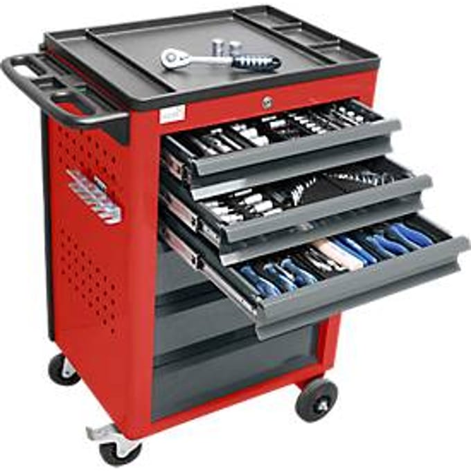 Werkplaatswagen BASIC incl. 115-delige gereedschapsset, rood