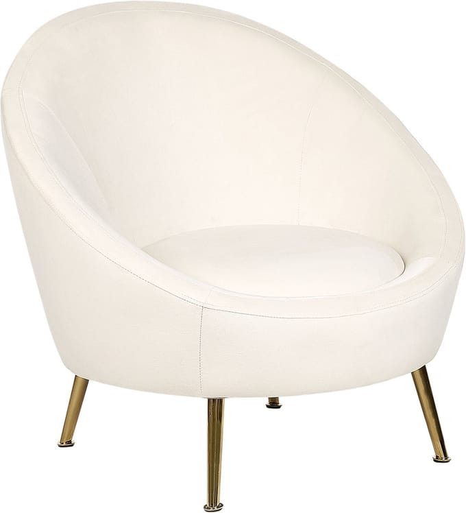 LANGA - Fauteuil - Gebroken wit - Fluweel