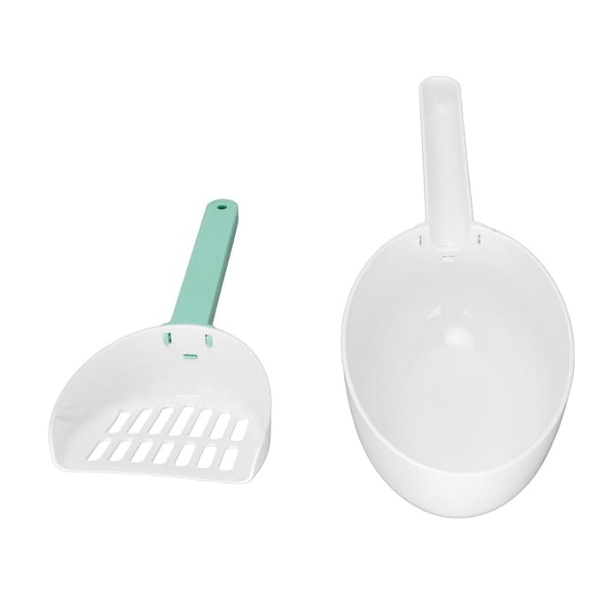 Kattenbakschep 7mm Lekgaatje ABS Afneembaar Handige Kattenpoepschep met Zeef voor Katten blauw