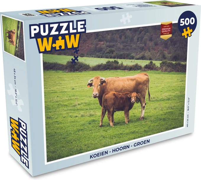 Puzzel Koeien - Hoorn - Groen - Legpuzzel - Puzzel 500 stukjes
