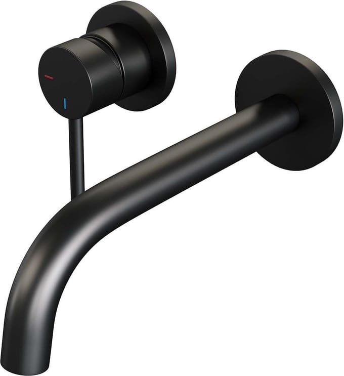 BRAUER Black Edition inbouw wastafelmengkraan met gebogen uitloop en rozetten model A2 mat zwart