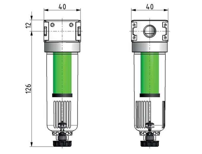 Microfilter 0.01micron G1/4'' 450l/min Auto Polycarbonaat Multifix 0