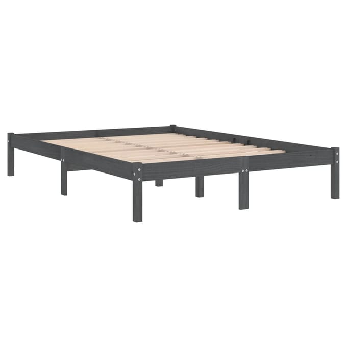 vidaXL - Bedframe - massief - grenenhout - grijs - 200x200 - cm