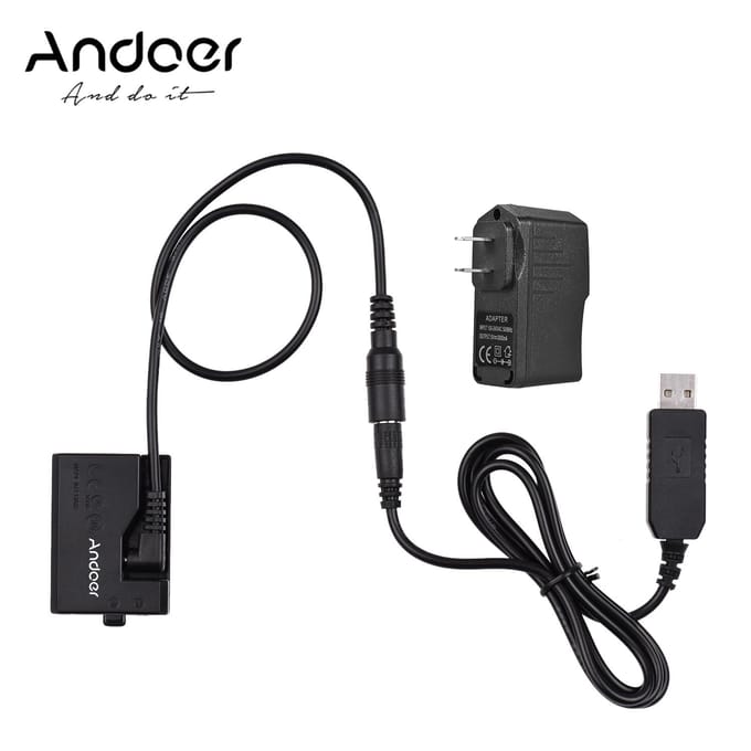 ACK-E10 5V USB dummy-batterij DC-koppeling (vervanging voor LP-E10) met voedingsadapter US Plug zwart