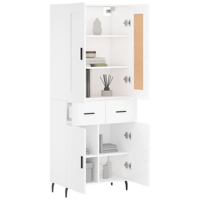 vidaXL - Hoge - kast - 69,5x34x180 - cm - bewerkt - hout - wit