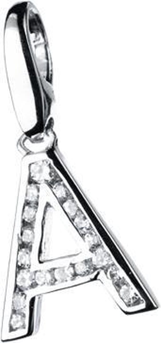 Charm | bedel | zilver | letter | A | zirkonia