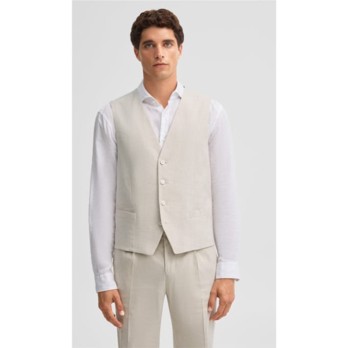 Gyl-vest met linnenaandeel, zandkleurig