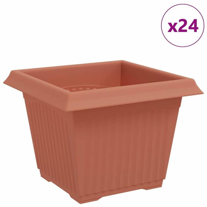 vidaXL - Vierkante - Bloempot - 24 - st - Baksteenrood - 23 - x - 23 - x - 17,5 - cm
