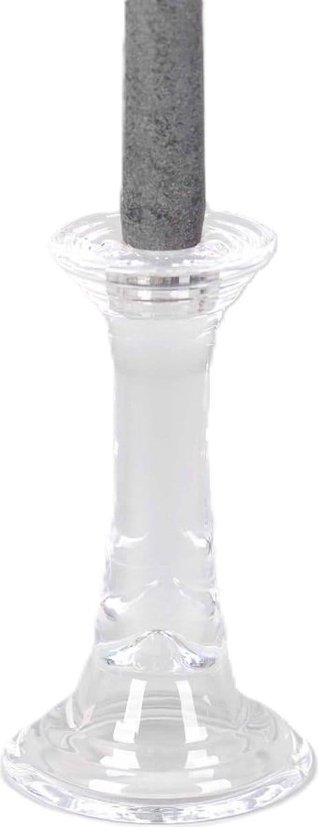 Rasteli - Kaarsenhouder - glas - transparant - D9 x H16 cm - 2 stuks