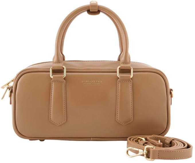 SEIDENFELT MANUFAKTUR handtas schoudertas Arvaja Bowling Bag Toffee Lichtbruin
