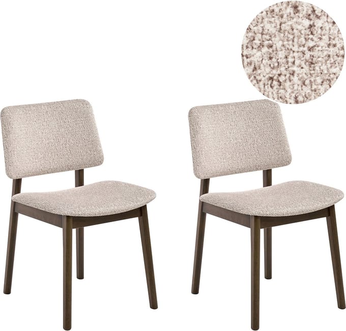 BLANE - Eetkamerstoel set van 2 - Donkerbruin/Taupe - Bouclé