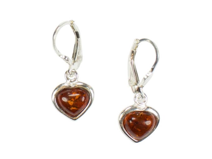 Zilveren oorbellen met sluiting Amber / Barnsteen 925 zilver