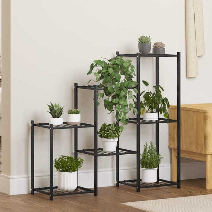 vidaXL Bloemenstandaard 83x25x80 cm ijzer zwart