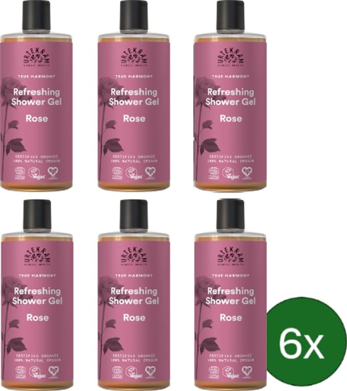 Urtekram Rozen Douchegel – 500 ml – Multipack met 6 stuks