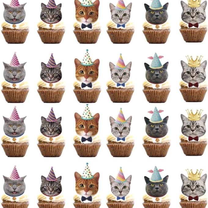 24 poezen cupcake topper Cute Cats - poes - kat - cupcake - topper - huisdier