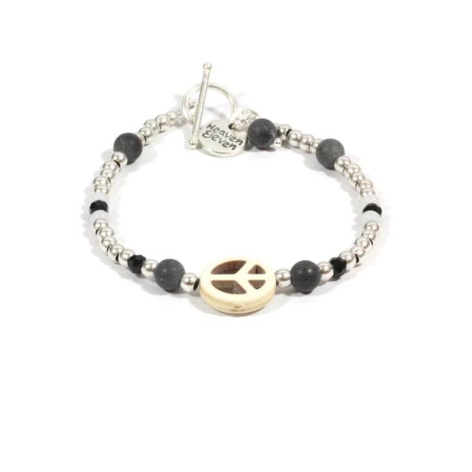 Heaven Eleven - RVS 4mm - Onyx matte - Wit peace - 18cm