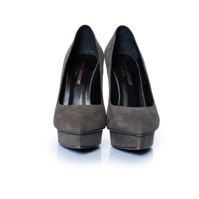 Saint Laurent Grijze suède janis pump
