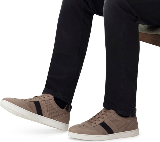 No Stress - Heren - Beige nubuck sneakers - Maat 46