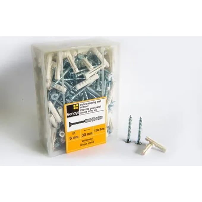 Sencys Vollewandplug Met Schroef Kunststof - Diam. 6x30mm - 150 Stuks