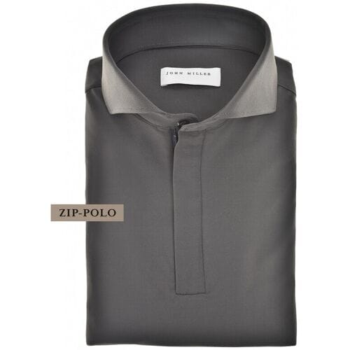 John Miller Polo Solid Color Hyperstretch Zip Cutaway Collar Donker Groen / male