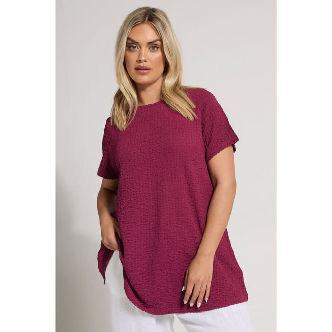 Yours Top Met Textuur In Swingstijl In Donkerroze Size 50-52