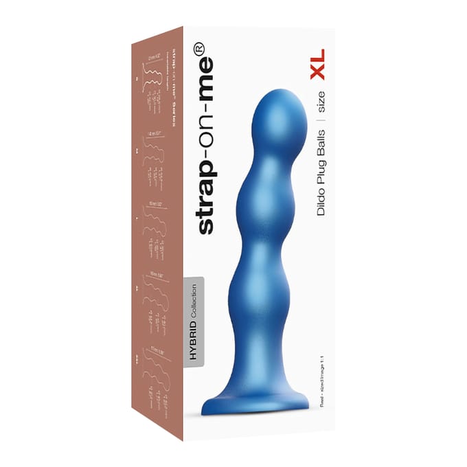 Strap-On-Me - Dildo Plug Balls - Metallic Blauw XL
