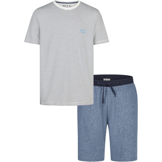 Phil & Co Heren Shortama Korte Pyjama Set Grijs Gestreept - Maat M