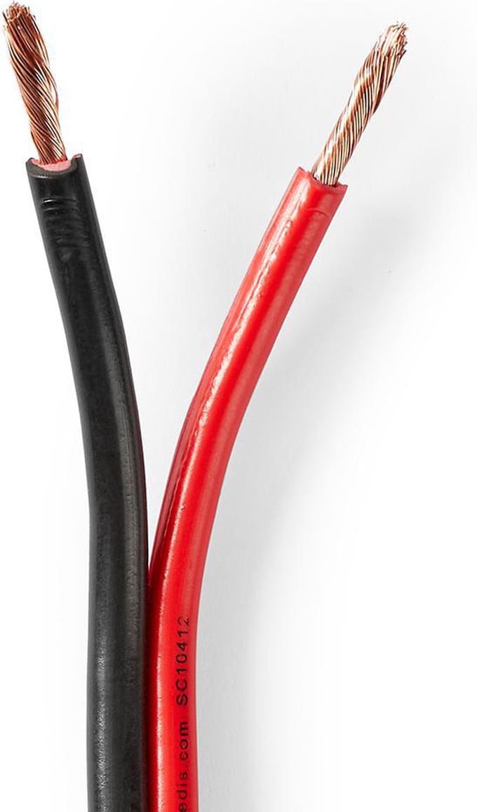 Nedis Speaker-Kabel - 2 x 2.50 mm² - CCA - 100 m - Rond - PVC - Rood / Zwart - Folieverpakking