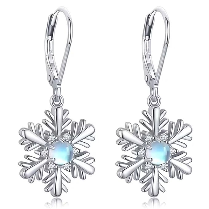 zilverkleurige Oorbellen met Sneeuwvlok Design