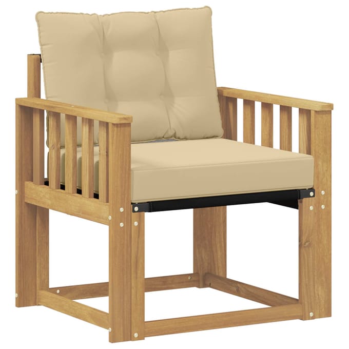 vidaXL - Buitensofa - Massief - Acaciahout - en - Textilene - Wit