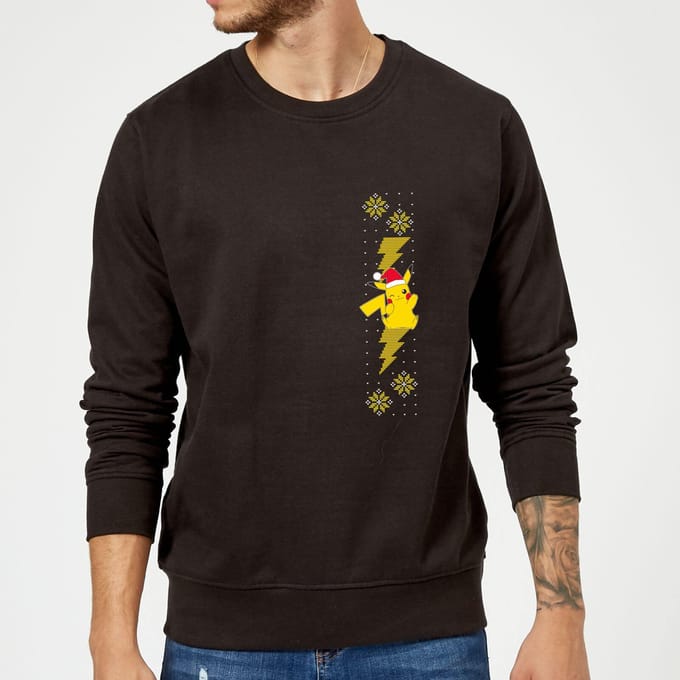 Pokemon Pikachu Christmas Wave Christmas Jumper - Black - L