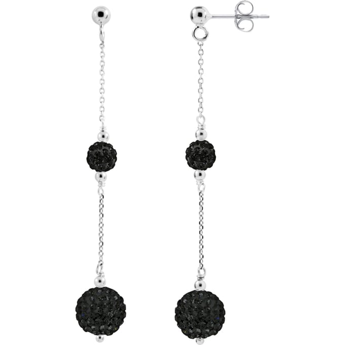 Duo Oorbellen Crystal Black Silver 925 - Pure Crystal