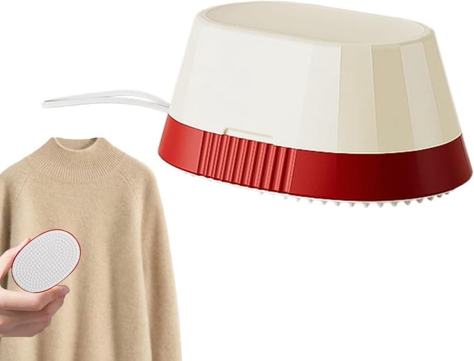 Wasbare Pluizenroller - Pluisverwijderaar Kleding - Textiel Reinigen - Herbruikbaar & Wasbaar - 9.2x6.2x4.3cm - Romig Wit en Rood