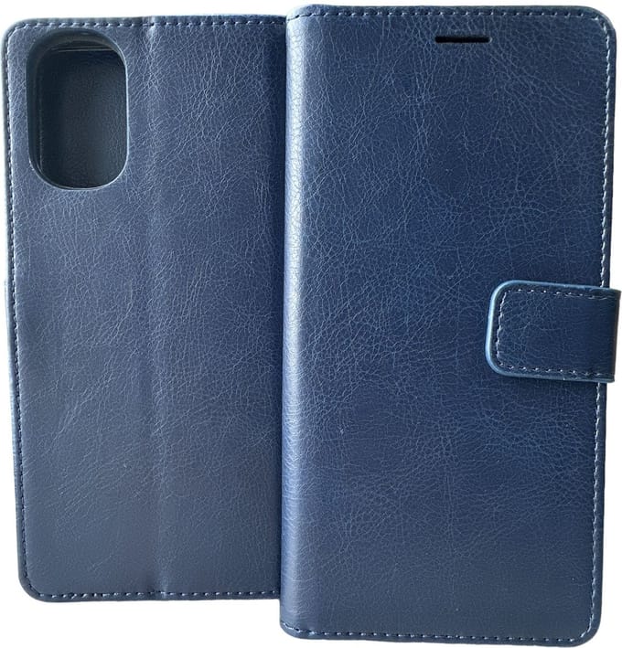 Portemonnee Bookcase Hoesje Geschikt voor: Motorola Moto E32 / E32s - Donker blauw