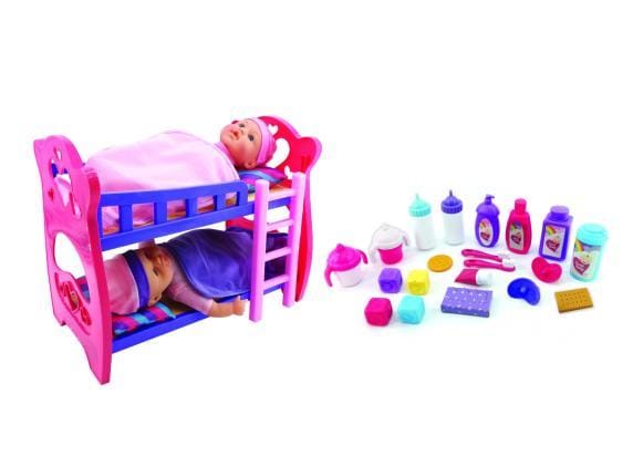 Bedtime stapelbed met 2 babypoppen en accessoires Speelpoppen