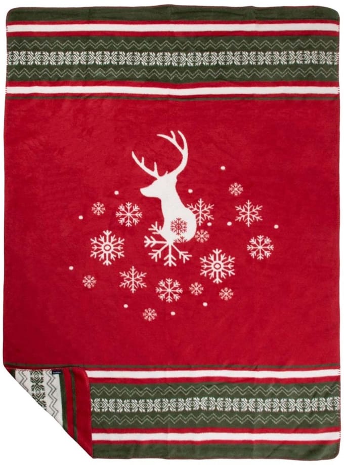 Plaid hert rood groen xl 150x200cm