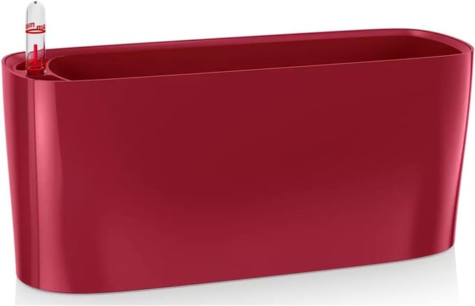 Famanu - Moderne bloempot rood glans met bewateringssysteem 10 cm