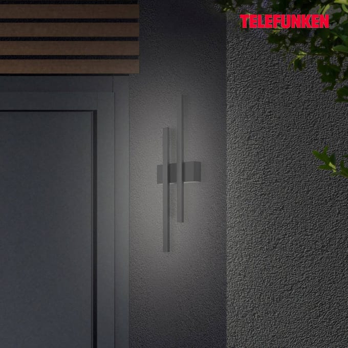 Telefunken LED buitenwandlamp Graz indirect 2-lamps zwart