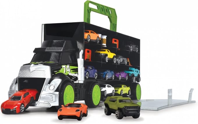 Transporter met 4 Die-cast Auto's en Accessoires