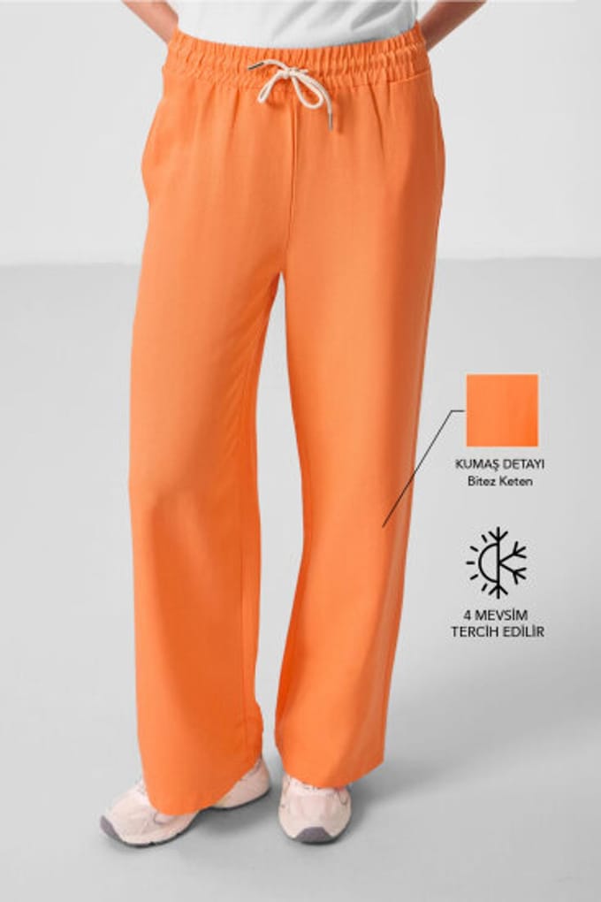 Mid-waist palazzo broek met koordjes