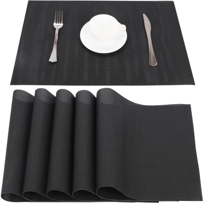 Allecto - Pvc Placemats - Onderzetters voor Tafel - Zwart