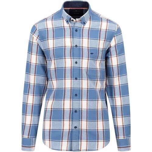 Fynch-Hatton Overhemd Flanel Check Button Down Cloud Blue / male