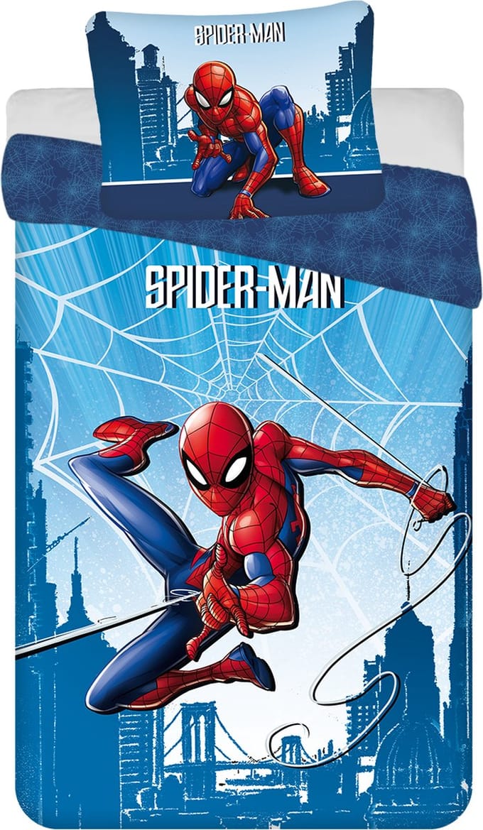 SpiderMan Dekbedovertrek, Web - Eenpersoons - 140 x 200 cm - Katoen