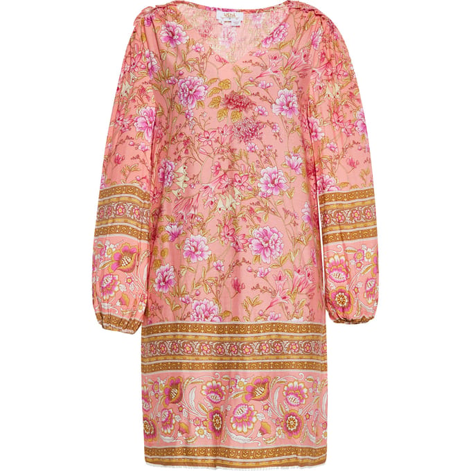 usha Jurk Dames Lichtroze veelkleurig