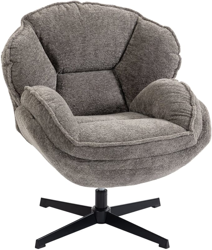 HOMCOM Accentstoel-Polyester, Metaal-86L x 76B x 88H cm-Grijs
