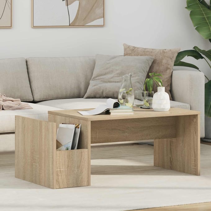 vidaXL - Salontafel - Sonoma - Eik - 90 - x - 45 - x - 35 - cm - Bewerkt - hout