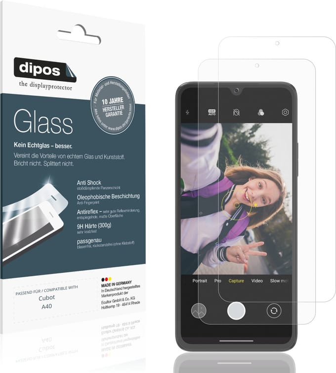 dipos – 2x Matte Pantserfolie geschikt voor Cubot A40 | 9H Screenprotector