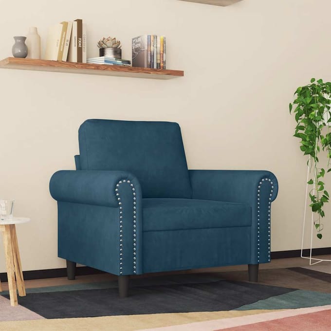 vidaXL - Fauteuil - 60 - cm - fluweel - blauw