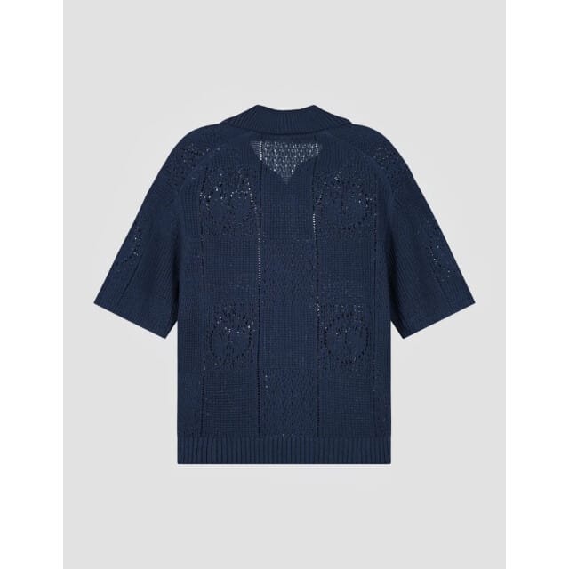 Olaf Face Logo Knit Polo Polos Donkerblauw M240702